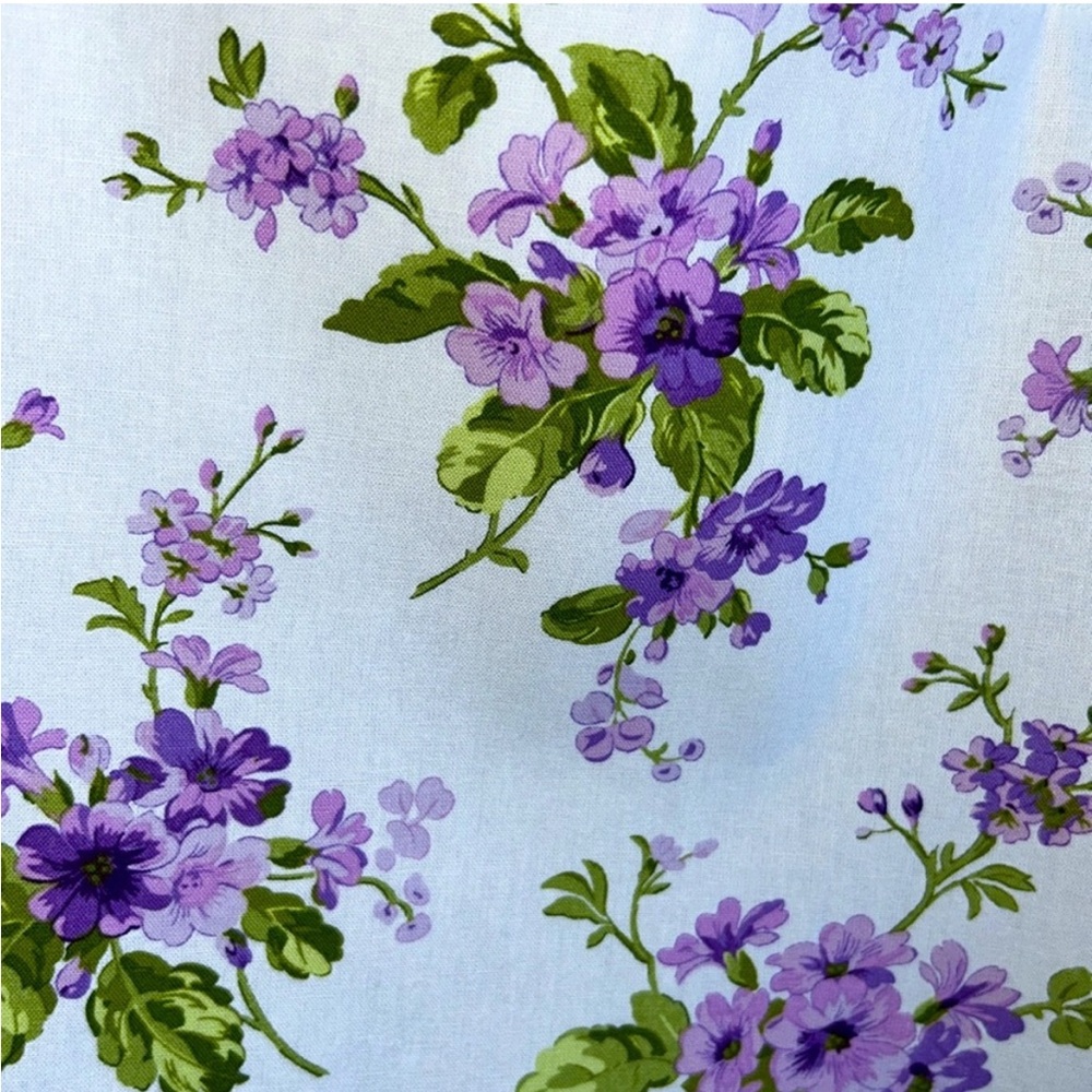 Handmade Floral Tote Bag Purple Fabric All Purpose Market Shoulder Purse - Picture 6 of 7